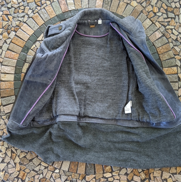 Doma Leather and Knitted Biker Vest grey  - Picture 2 of 4